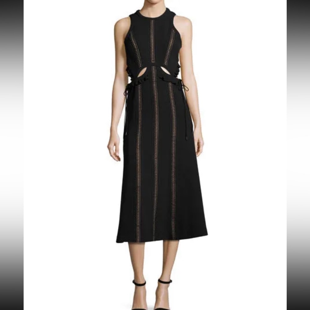 Self portrait black cut out midi dress